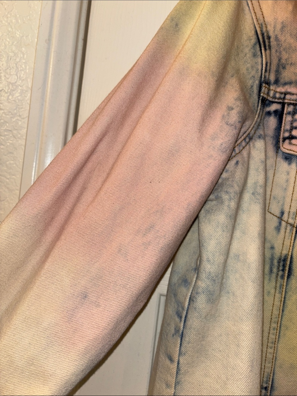 Vigoss Pink and Blue Tie-Dye Cropped Denim Jacket Med EUC - Picture 4 of 9